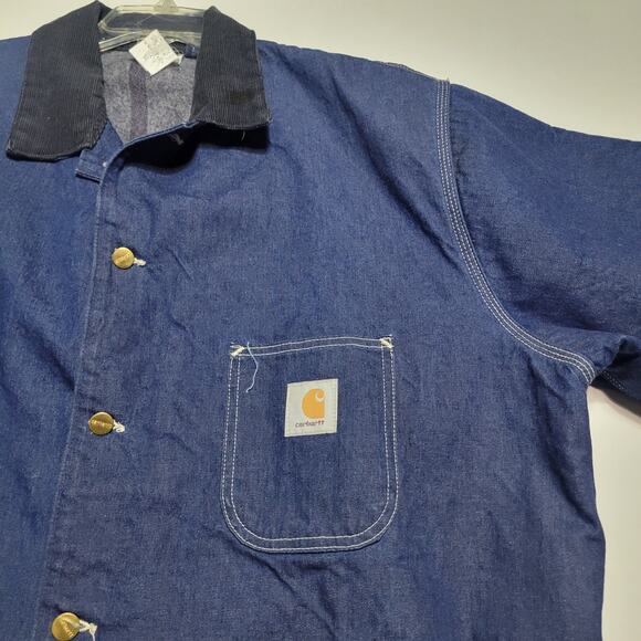 Vintage Carhartt 8LC Denim Chore Coat Jacket 50 (2XL) Blanket Lined Union 2PAC - Picture 8 of 16